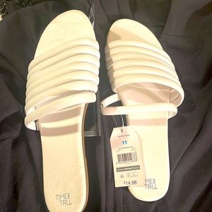 White Slip on Sandals